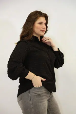 חולצה עם לבבות Adèle| שחור