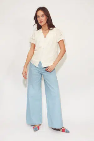 חולצה רקמה Marie | לבן