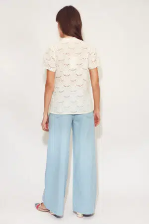 חולצה רקמה Marie | לבן