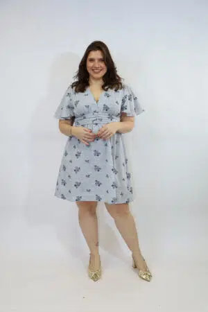שמלה רקמה פרחים Ursula | כחול