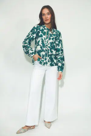 חולצה עם הדפס פרחוני Édith| ירוק