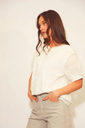 חולצה רקמה Éléonore | לבן