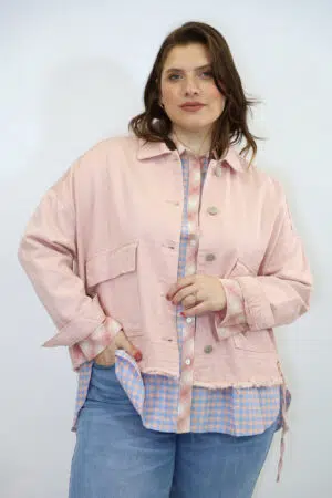 מעיל ג'ינס אוברסייז Nora | ורוד