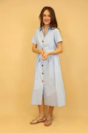 שמלה מקסי עם כפתורים Élise | כחול