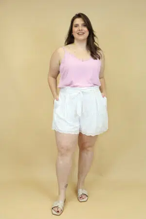 מכנסיים קצרים רקמה Sarah | לבן