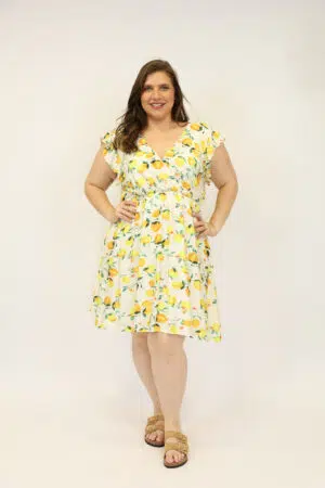 שמלה הדפס לימונים Corinne | צהוב