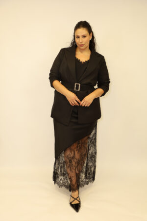 חצאית סאטן תחרה Lina | שחור – IV-AC3278-BLACK