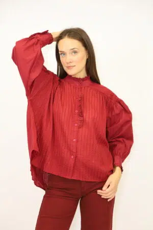 חולצת פסים תחרה Marie | יין