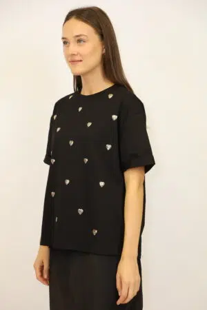 טופ קצר עם שרוולים קצרים Manon | שחור