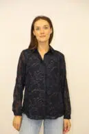 חולצה עם רקמות Ella | כחול – ML-008-1808-BLUE