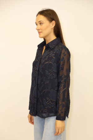 חולצה עם רקמות Ella | כחול