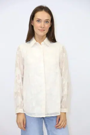 חולצה עם רקמות Ella | לבן – ML-008-1808-WHITE