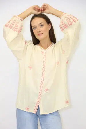 חולצה מבד כותנה אוורירי Maya | בז