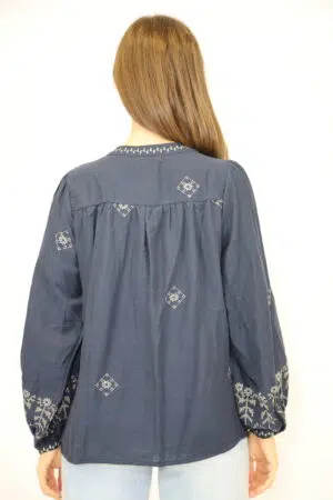 חולצה מבד כותנה אוורירי Maya | נייבי