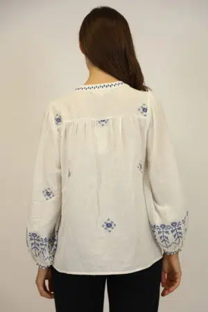 חולצה מבד כותנה אוורירי Maya | לבן