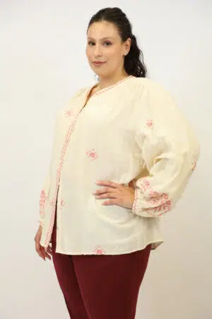 חולצה מבד כותנה אוורירי Maya | בז