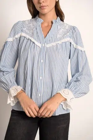 חולצה רקמה Victoria | כחול