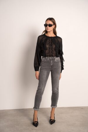 חולצה אלגנטית  מבד קליל  Adèle | שחור