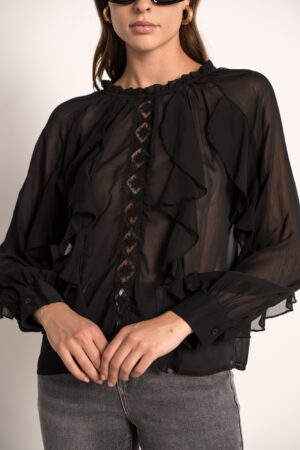 חולצה אלגנטית  מבד קליל  Adèle | שחור