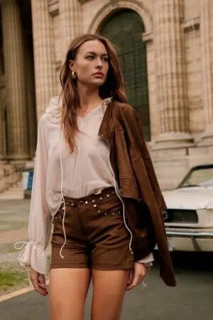 חולצה מבד שיפון Joy | בז