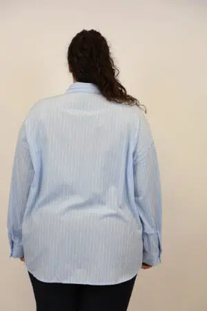 חולצה פסים עם רקמה Élisabeth | כחול בהיר