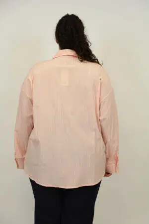 חולצה פסים עם רקמה Élisabeth | ורוד