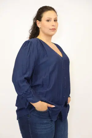 חולצה עם צווארון וי Viki | נייבי