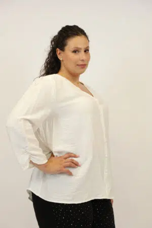 חולצה עם צווארון וי Viki | לבן