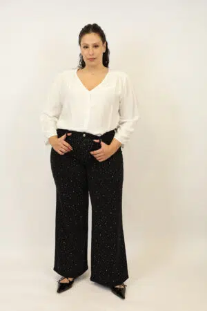 חולצה עם צווארון וי Viki | לבן