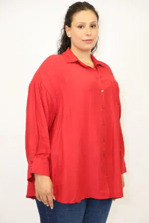 חולצה מכופתרת קלאסית Abigail | אדום