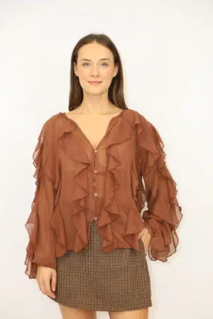 חולצת Valentina | קפה – JSM-CH3359-COFFEE