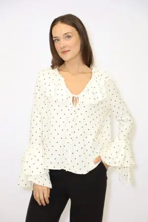 חולצת הדפס נקודות Dana | בז – JSM-CH3372-BEIGE