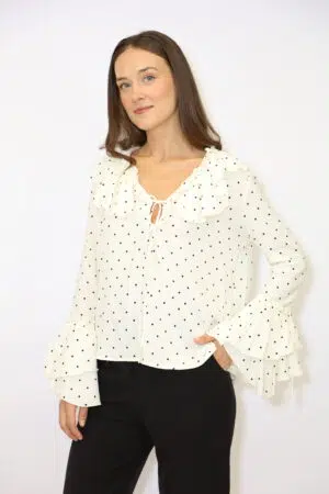 חולצת הדפס נקודות Dana | בז