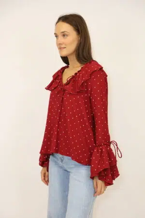 חולצת הדפס נקודות Dana | יין