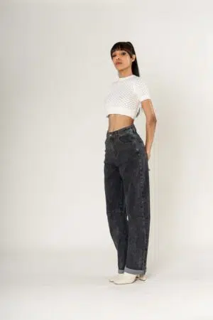 מכנסי ג'ינס בלון Margot | אפור