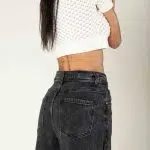 מכנסי ג'ינס בלון Margot | אפור