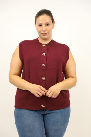 סריג ללא שרוולים Karen|בורדו – BY-SW5048-5-BORDO