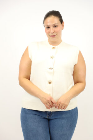 סריג ללא שרוולים Karen|קרם – BY-SW5048-5-ECRU