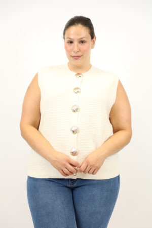 סריג ללא שרוולים Laurie|קרם – BY-SW5052-5-ECRU