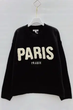 סריג עם כיתוב PARIS |שחור – BY-SW8091-5-BLACK