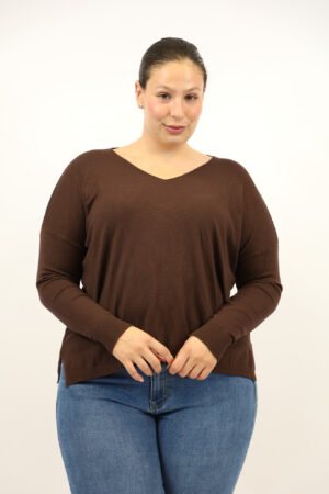 סריג אוברסייז Daisy | שוקו – EF-8180-CHOCO