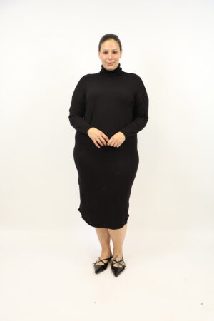 שמלה סריג אוברסייז Bonnie | שחור – EF-8323-BLACK