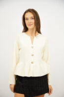 סריג עם כפתורים מוזהבים Emma | קרם – INAP-AR977-CREME