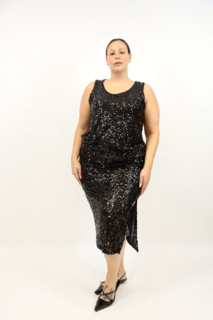 חצאית בעיטור פאייטים Victoria | שחור – IV-AC16603-BLACK