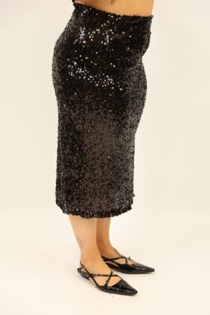 חצאית בעיטור פאייטים Victoria | שחור