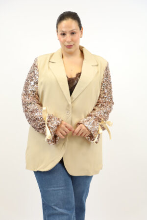 בלייזר בעיטור פאייטים Salomé | בז – IV-AC26350-BEIGE