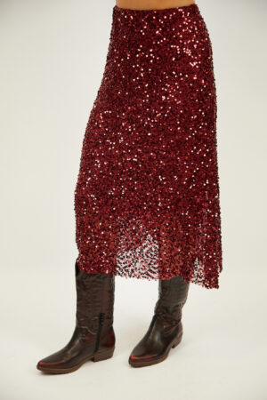 חצאית בעיטור פאייטים Victoria | בורדו