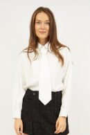 חולצת פסים עם עניבה Virginie | לבן – JSM-CH3561-WHITE