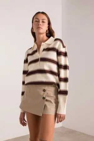 סריג פולו עם פסים Édith | בז