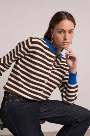 סריג קלאסי עם פסים Séverine | חום